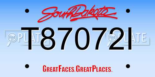 T87072I South Dakota License Plate