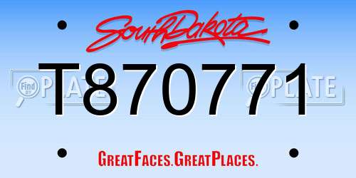 T870771 South Dakota License Plate