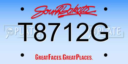 T8712G South Dakota License Plate