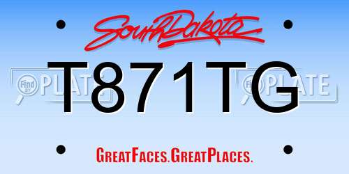 T871TG South Dakota License Plate