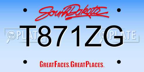 T871ZG South Dakota License Plate