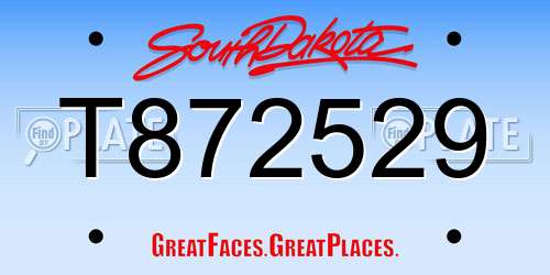 T872529 South Dakota License Plate