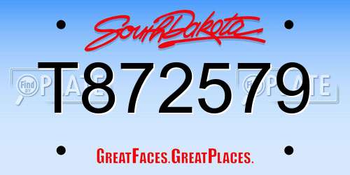 T872579 South Dakota License Plate