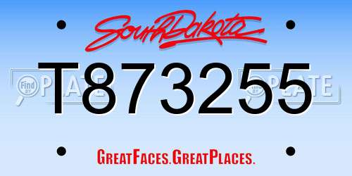 T873255 South Dakota License Plate