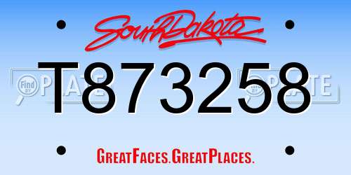 T873258 South Dakota License Plate