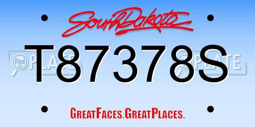 T87378S South Dakota License Plate
