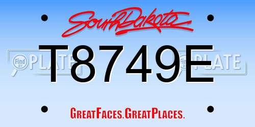 T8749E South Dakota License Plate