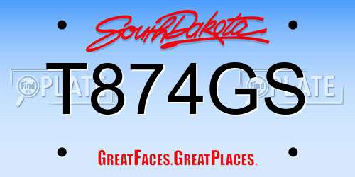 T874GS South Dakota License Plate