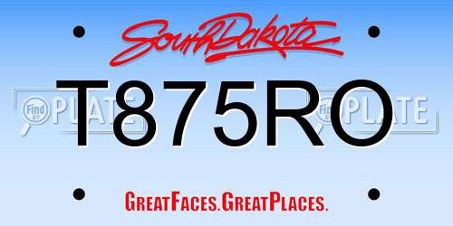 T875RO South Dakota License Plate