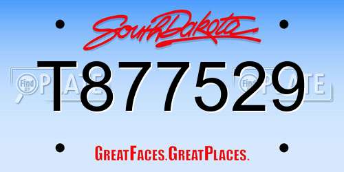 T877529 South Dakota License Plate