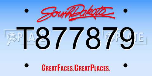 T877879 South Dakota License Plate
