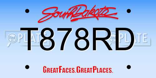 T878RD South Dakota License Plate