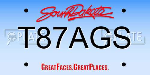 T87AGS South Dakota License Plate