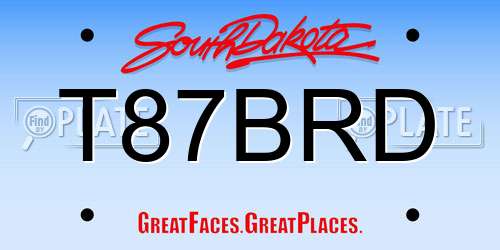 T87BRD South Dakota License Plate