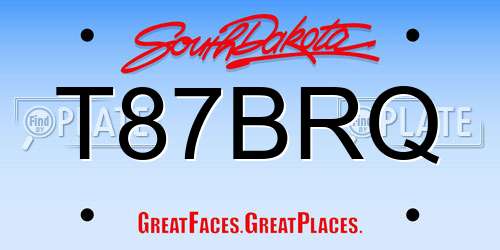 T87BRQ South Dakota License Plate