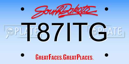 T87ITG South Dakota License Plate