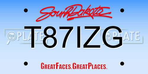 T87IZG South Dakota License Plate