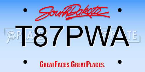 T87PWA South Dakota License Plate