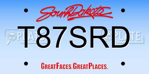 T87SRD South Dakota License Plate