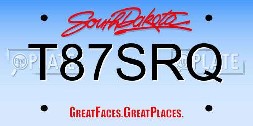 T87SRQ South Dakota License Plate