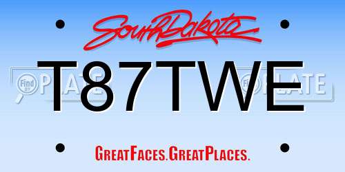 T87TWE South Dakota License Plate