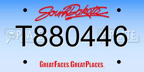 T880446 South Dakota License Plate