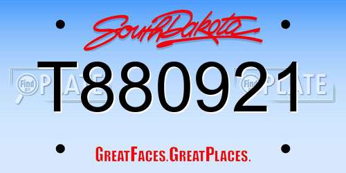 T880921 South Dakota License Plate