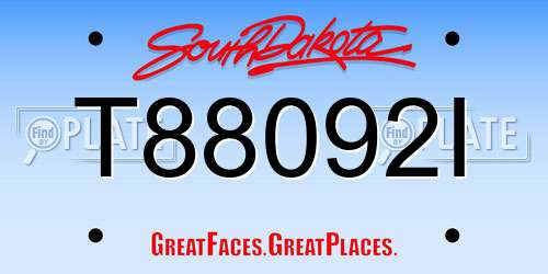 T88092I South Dakota License Plate