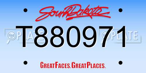 T880971 South Dakota License Plate