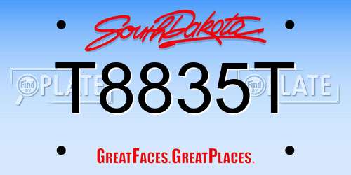T8835T South Dakota License Plate