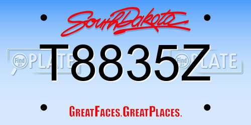 T8835Z South Dakota License Plate