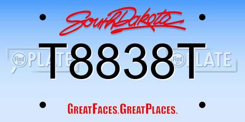 T8838T South Dakota License Plate