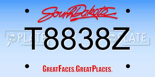 T8838Z South Dakota License Plate