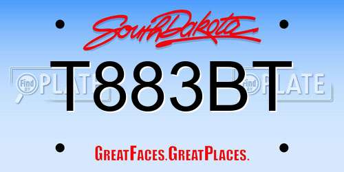 T883BT South Dakota License Plate