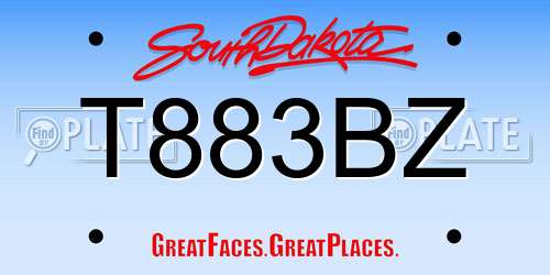 T883BZ South Dakota License Plate