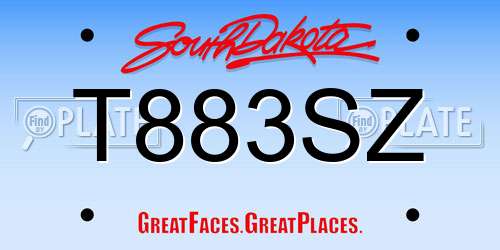 T883SZ South Dakota License Plate