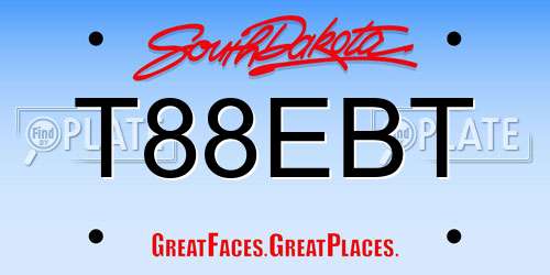 T88EBT South Dakota License Plate
