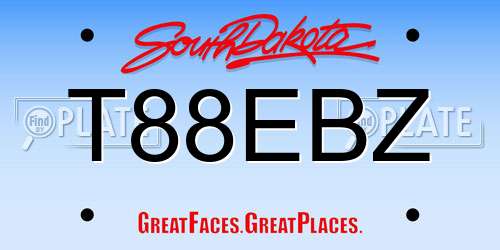 T88EBZ South Dakota License Plate