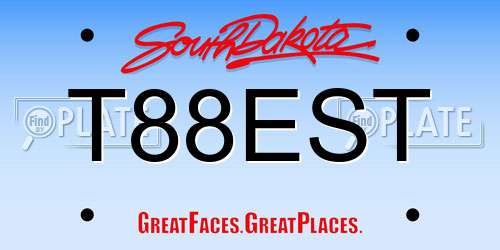 T88EST South Dakota License Plate