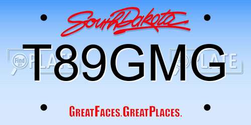T89GMG South Dakota License Plate