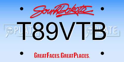 T89VTB South Dakota License Plate
