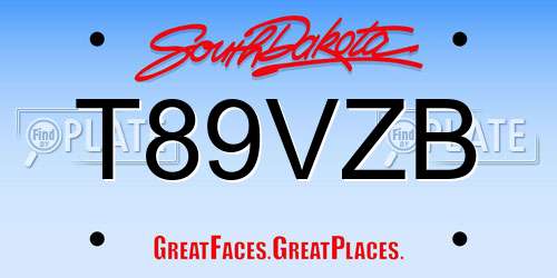 T89VZB South Dakota License Plate
