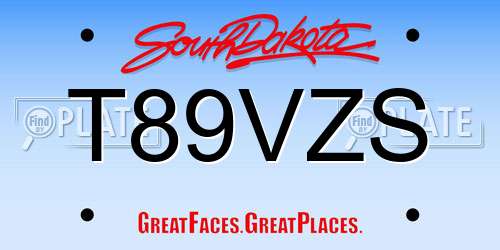T89VZS South Dakota License Plate