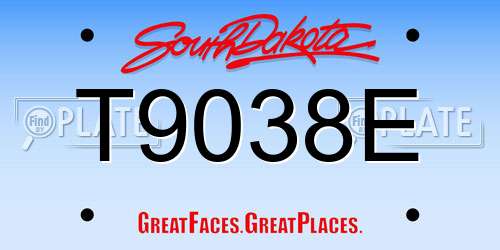 T9038E South Dakota License Plate