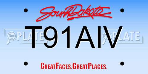 T91AIV South Dakota License Plate