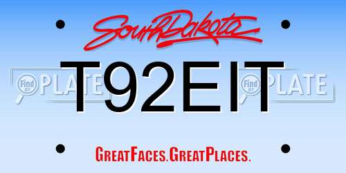 T92EIT South Dakota License Plate