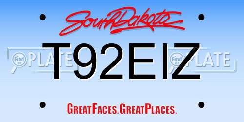 T92EIZ South Dakota License Plate