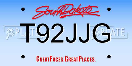 T92JJG South Dakota License Plate
