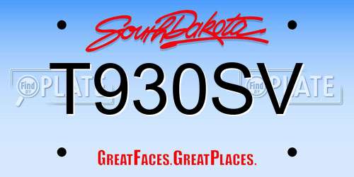 T930SV South Dakota License Plate