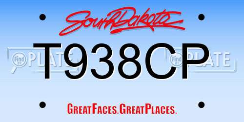 T938CP South Dakota License Plate